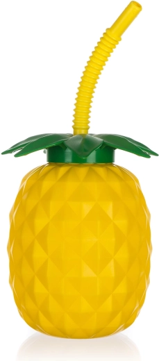 Bouteille avec paille Ananas 880 ml en plastique