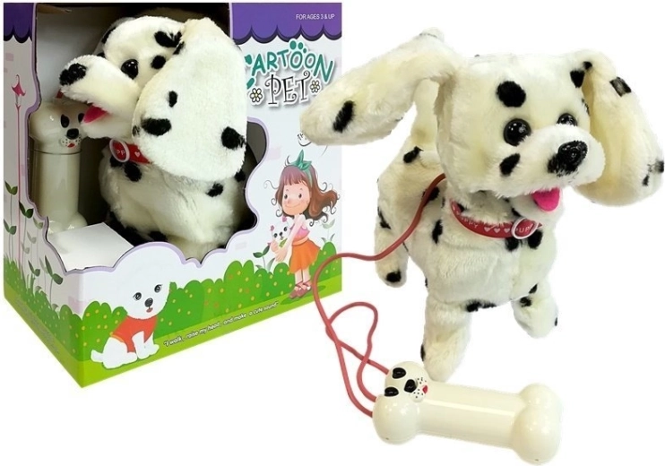 Dalmatien interactif en laisse avec télécommande en forme d’os