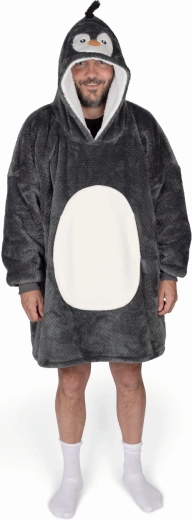Drap Sécurisant pour la Télévision Manchée en Polaire Pingouin avec Capuche