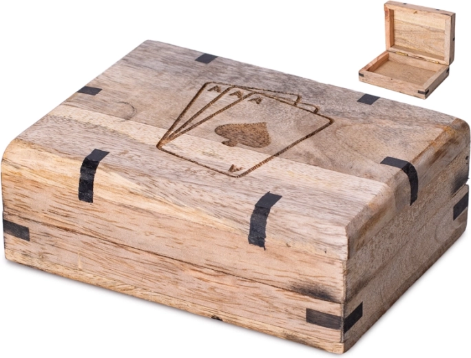 Étui en bois pour cartes à jouer 12 × 9 cm