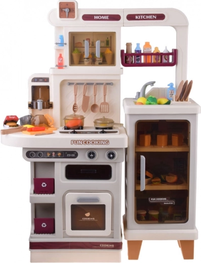 cuisine pour enfants interactive beige avec effets de lumière, de son et de vapeur