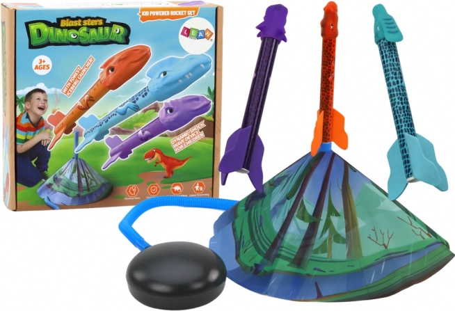Ensemble pour enfants avec fusée à lancer avec dinosaures