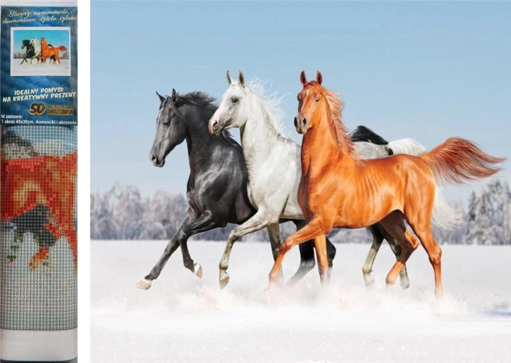 Peinture diamant Trio de chevaux 30x40 cm