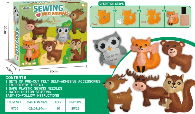 Kit créatif pour coudre des animaux en feutrine - 1 pièce