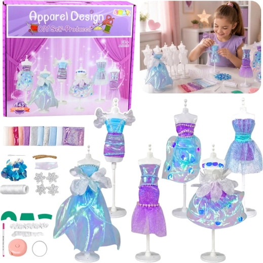 Petite créatrice de mode – kit créatif DIY pour créer des petites robes de poupées (143 pièces)