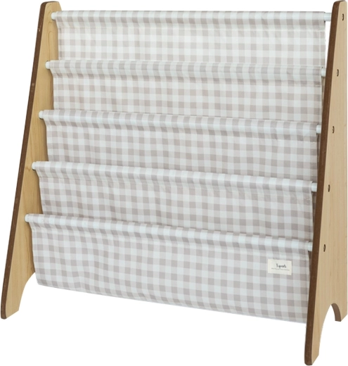 Présentoir à livres 3 Sprouts en matériaux recyclés Gingham/Beige
