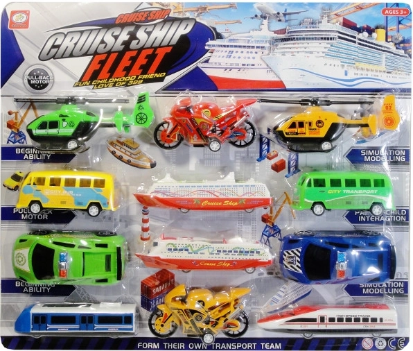 Set de jouets – mélange de moyens de transport, 12 pcs