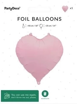 Ballon en aluminium en forme de cœur rose mat 45 cm