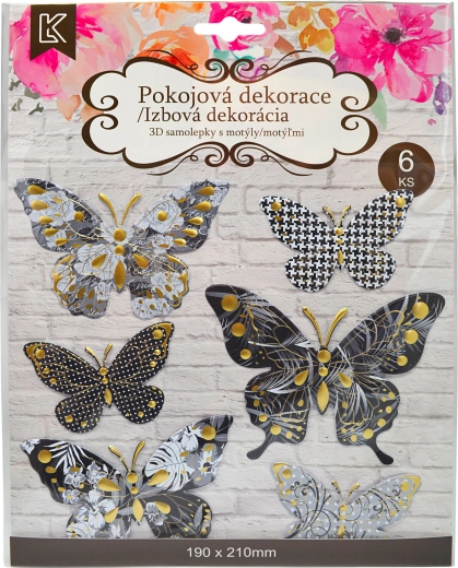 Autocollants muraux 3D papillons, 6 pcs