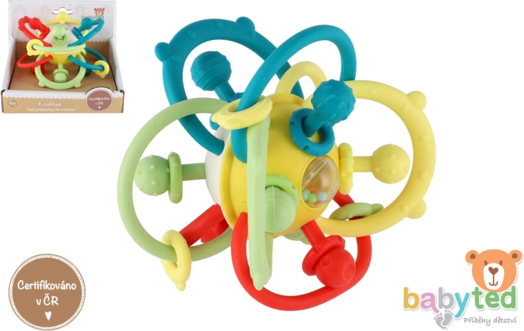 hochet et anneau de dentition pour bébés BABYTED petite boule 6m+