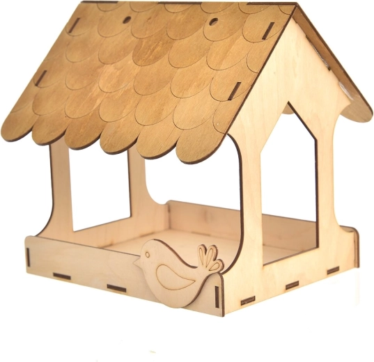 Mangeoire en bois à peindre pour oiseaux 20 × 20 cm