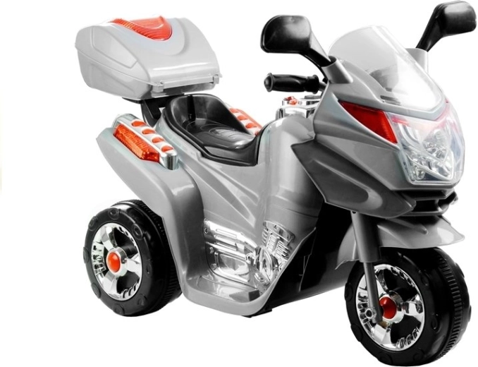 Moto électrique pour enfant à trois roues, argentée