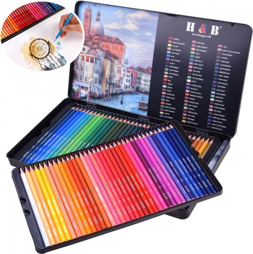 Set de crayons aquarelle dans un étui en métal, 72 couleurs