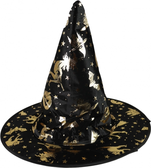 Chapeau de sorcier pour enfant avec motifs dorés