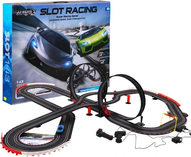 Circuit de course pour enfants 10 mètres 6+ avec lumières et deux petites voitures 1:43