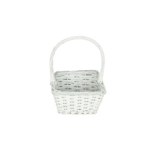 Panier en osier blanc avec anse 20 × 20 × 12/30 cm