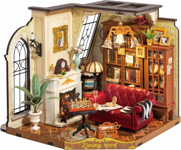 RoboTime 3D puzzle en bois Miniature de maison Le salon de Catherine