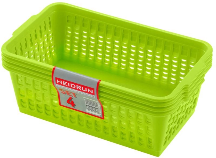 Paniers en plastique HEIDRUN 25 × 14,5 × 10,5 cm, lot de 4 pcs