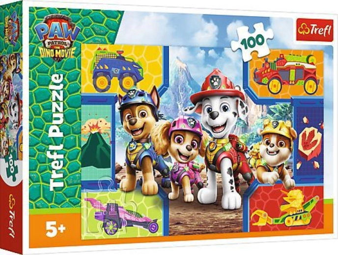 Puzzle Pat’ Patrouille (Paw Patrol) film dino : Chiots et dinosaures – 100 pièces