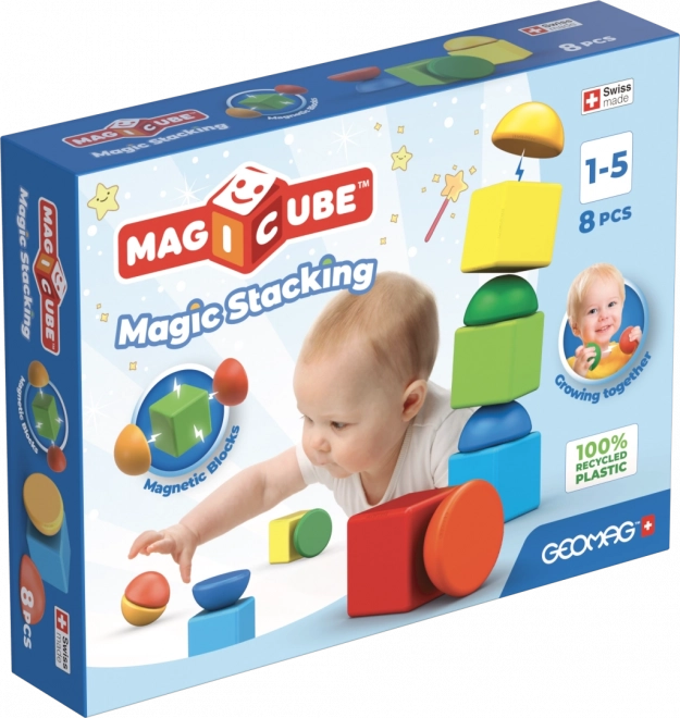 Geomag Magicube Stacking – jeu de construction magnétique pour les plus petits, 8 pièces