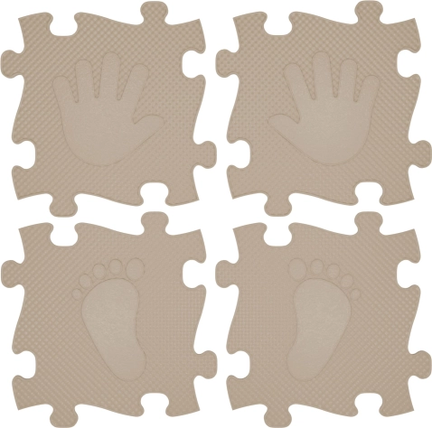 Tapis orthopédique puzzle pour enfants - Mains et pieds 16 pcs - Beige