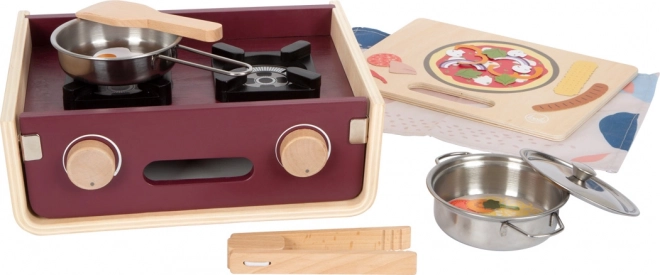 cuisinière de camping en bois SMALL FOOT – cuisine pour enfants portable 5-en-1