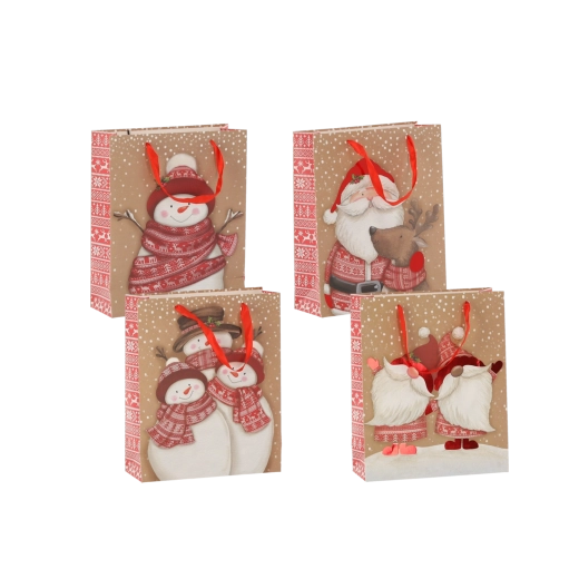 Sac cadeau Personnages de Noël 18 × 24 × 8 cm (12 pcs)