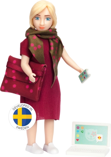 Poupée maman Lundby – femme d’affaires avec ordinateur portable et téléphone