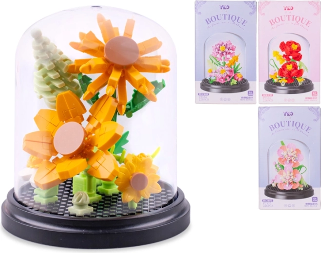 Jeu de construction fleur 224–229 pièces avec couvercle anti-poussière