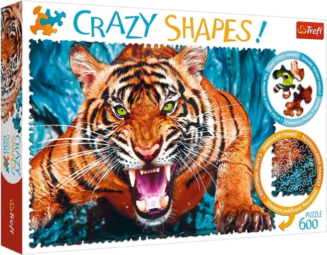 Puzzle Crazy Shapes 600 Pièces Face à Face avec Tigre Trefl