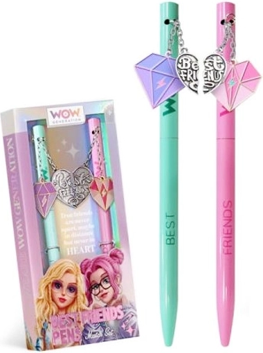 Set de deux stylos pour meilleures amies WOW GENERATION avec breloques cœur