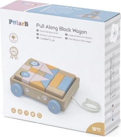 VIGA PolarB chariot à tirer en bois avec cubes, 21 pièces