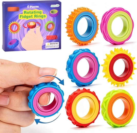Anneaux fidget sensoriels rotatifs – lot de 6 pcs