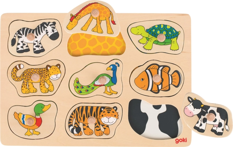 Puzzle encastrable en bois Goki animaux