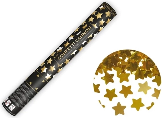 Canon à confettis étoiles dorées 40 cm
