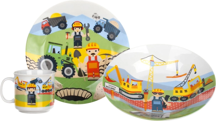 Service de table pour enfants The Builders, 3 pièces en céramique