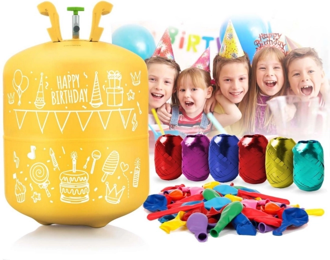 Tout-en-un : bouteille, 50 ballons et 60 m de ruban