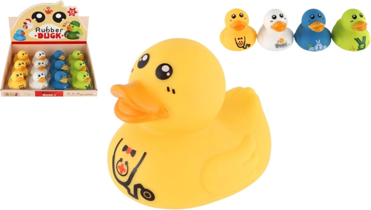 Canard de bain 8 cm – 4 couleurs (12 pcs par boîte)
