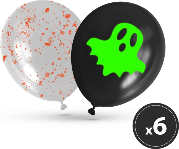 Set de ballons phosphorescents d'Halloween, 6 pièces