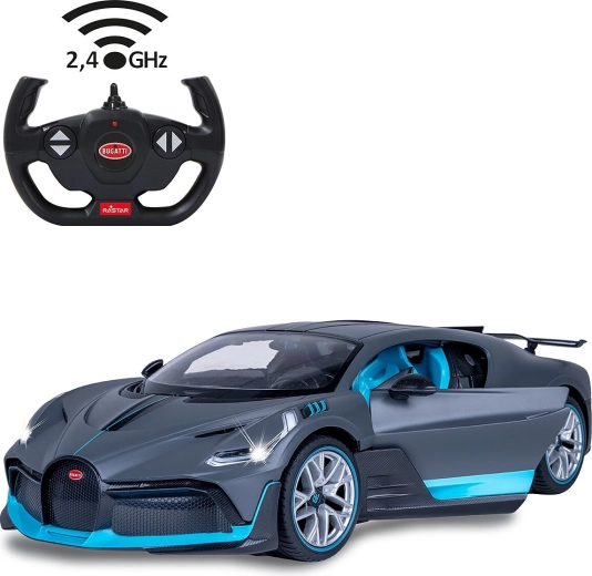 Voiture RC Jamara Bugatti Divo 1:14 grise, 2,4 GHz, avec portes ouvrables manuellement