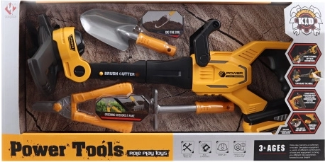 Débroussailleuse enfant à piles – set avec ciseaux de jardinage et petite pelle