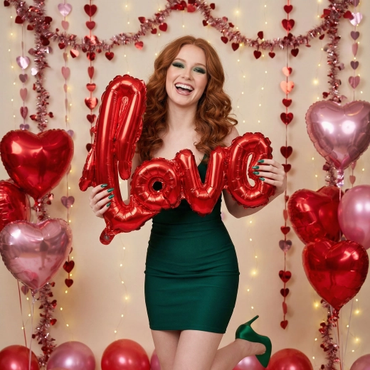 Ballon en aluminium en forme de mot LOVE, bordeaux métallisé, 55 cm
