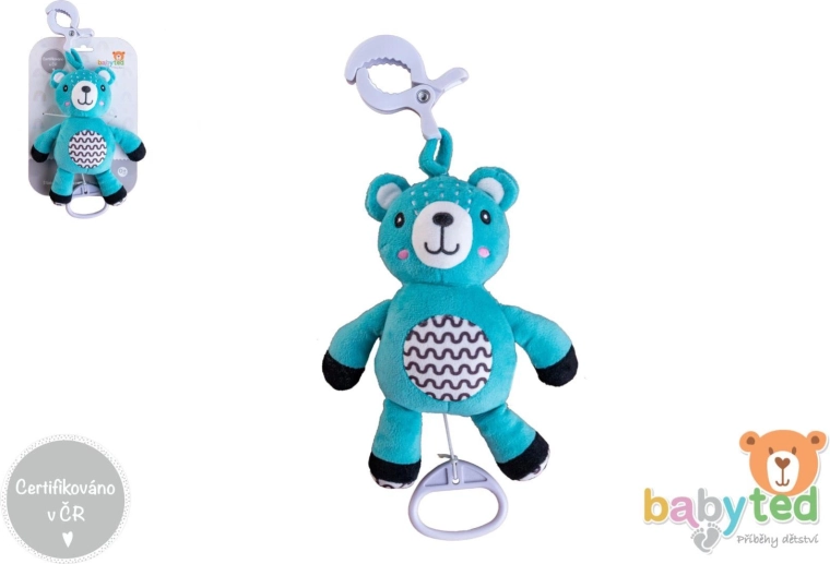 Ourson en peluche avec boîte à musique à tirer, 30 cm