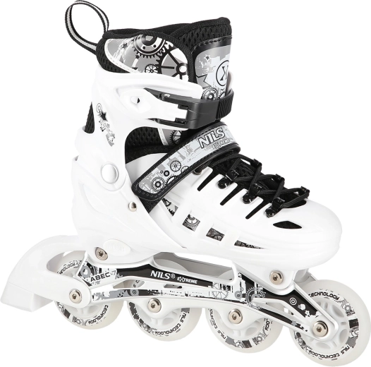 Patins pour enfants 4-en-1 NILS EXTREME blancs – en ligne, sur glace et quad – S (31-34)