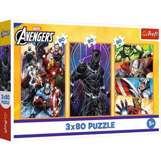 Puzzle 3x80 Journées d’Action - Disney Marvel Avengers