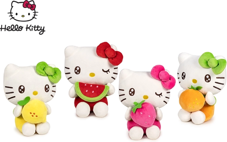 Figurine en peluche Hello Kitty avec fruits 16 cm, assise (4 variantes)