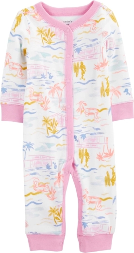 Grenouillère Carter’s Sleep&Play Pink Palm sans pieds à boutons-pression pour petite fille, taille 56 (NB)