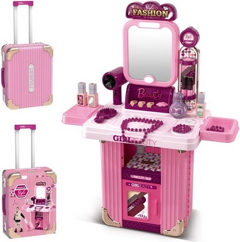 Coiffeuse pour enfant 2 en 1 en forme de valise Madej