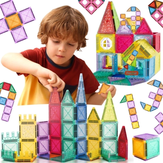 Jeu de construction magnétique Woopie château 3D et véhicules, 110 pièces