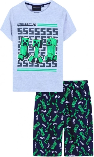 Pyjama enfant Minecraft gris et bleu foncé